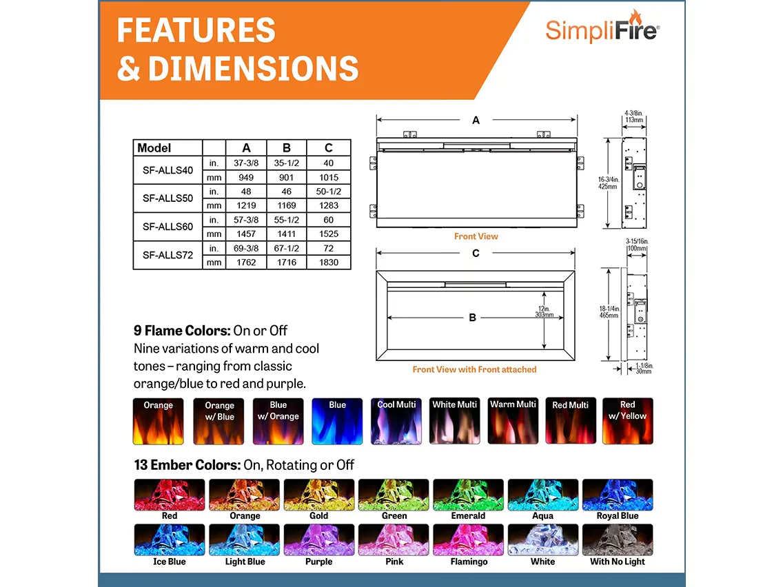 SimpleFire Allusion Slim Electric Fireplace - Image 3