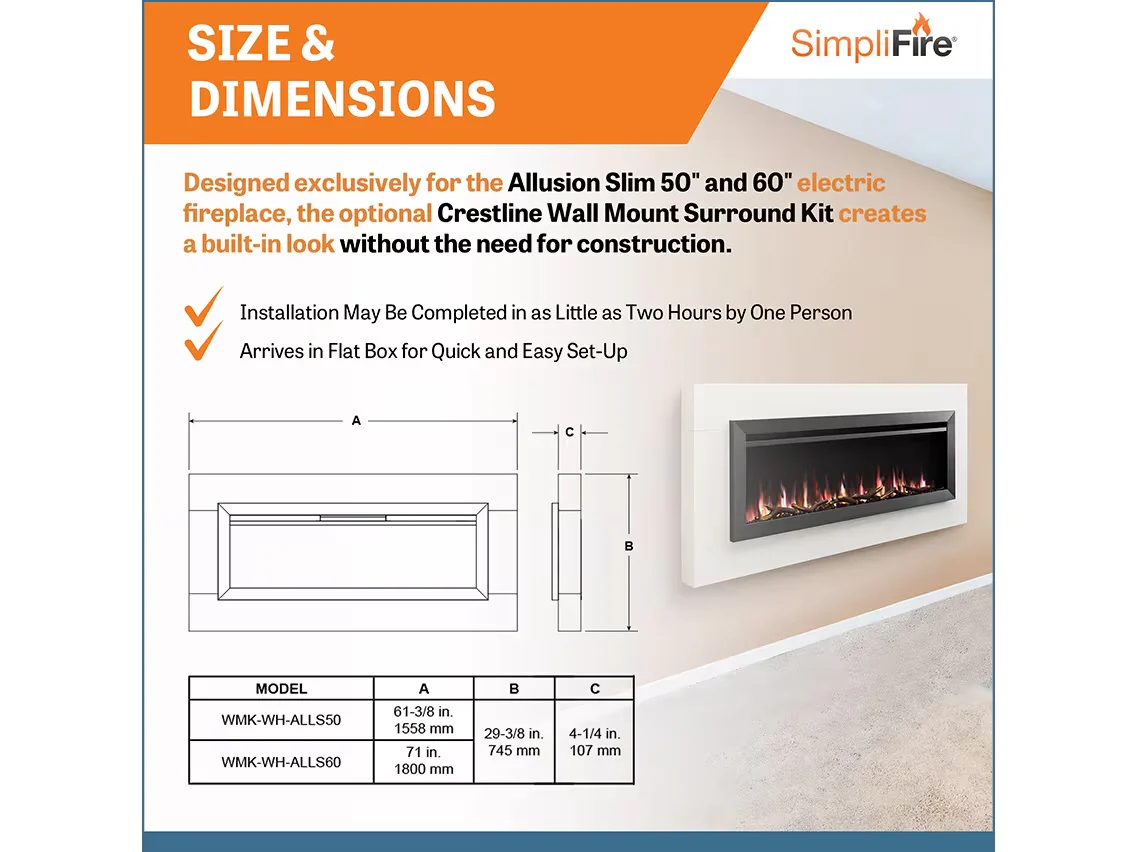 SimpleFire Allusion Slim Electric Fireplace - Image 5